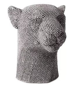ESCULTURA PANTERA  CINZA EM POLIRRESINA