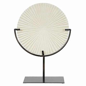 ESCULTURA  POLIRESINA COM QUARTZO BRANCO E PRETO