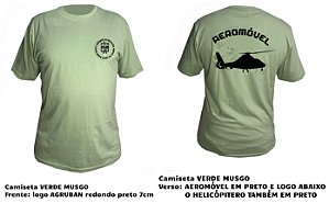 Camiseta Algodão Verde Musgo AGRUBAN AEROMÓVEL - Tamanhos M, G e GG Masculino e Tamanhos M e G Baby Look Feminino