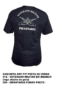 Camiseta Dry Fit Preta INFANTARIA - Tamanhos M, G e GG
