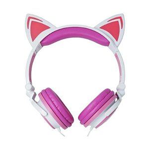 Ampulheta de orelha de gato, fones de ouvido com fio tipo glitter