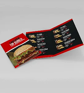 Cardápio Personalizado com Uma Dobra Tamanho Aberto A5