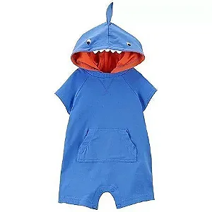 Romper Carter's Azul Tubarão com Capuz