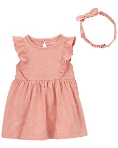 Vestido Carter's 2 Peças Rosa Queimado com Faixa