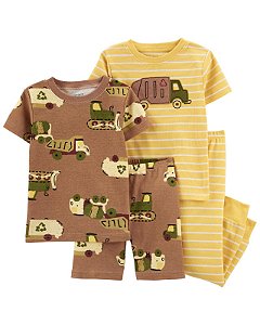 Pijama Carter's 4 Peças - Caminhão Amarelo