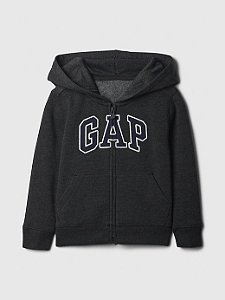 Moletom GAP Masculino Com Capuz  e Zíper Chumbo Logo Marinho