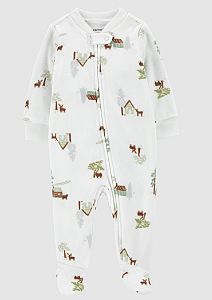 Macacão Carter's Fleece Branco Casa Verde