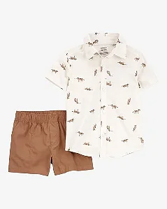 Conjunto Carter's 2 Peças Camisa Cachorro Off-White