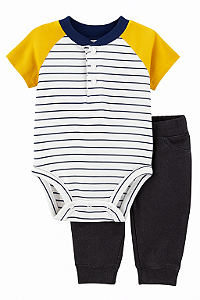 Conjunto Carter's 2 Peças Body Manga Amarela