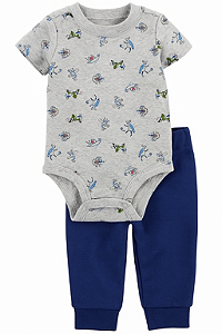 Conjunto Carter's 2 Peças Body Bichinhos Cinza