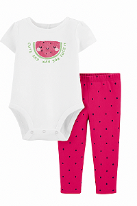 Conjunto Carter's 2 Peças Body Melancia Branco