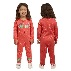 Macacão Koala Baby Malha BerrySweet Coral s/ pé