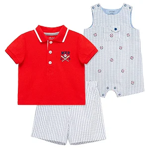 Conjunto Little Me Baby 3 Peças - Polo Vermelha