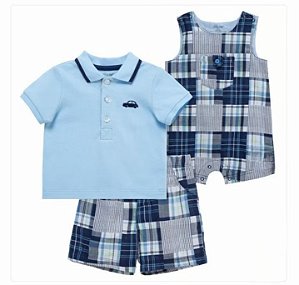 Conjunto Little Me Baby 3 Peças - Polo Azul
