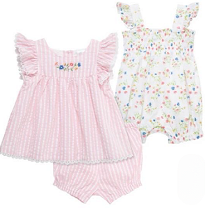 Conjunto Little Me Baby 3 Peças - Rosa Listrado