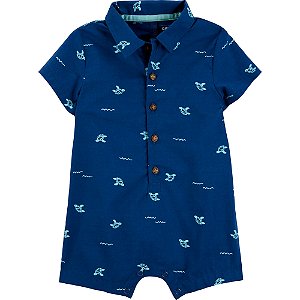 Romper Carter's Tecido Tartaruga Azul Marinho Polo