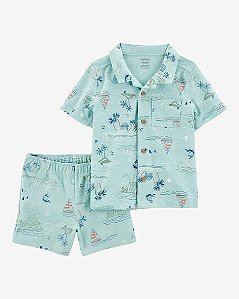 Conjunto Carter's 2 Peças Camisa Azul Praia