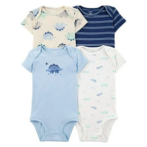 Kit Body Carter's 4 Peças Azul Dino