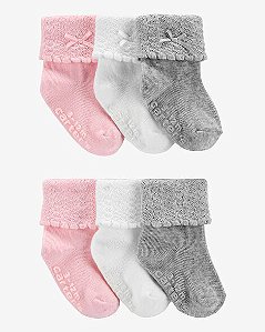 Kit Meia Carter's 6 Pares Feminino Rosa
