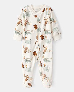 Macacão Carter's Malha Off White Safari - Ziper Bidirecional