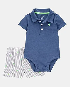 Conjunto Carter's 2 Peças Polo Azul Limãozinho
