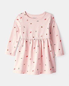 Vestido Carter's Longo Rosa Folhas