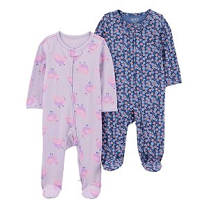 Kit Macacão Carter's 2 peças Roxo Floral