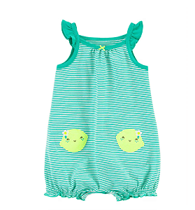 Romper Carter's Malha Verde Listrado Limãozinho