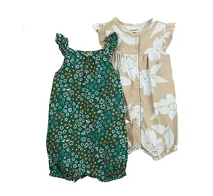 Kit Romper Carter's 2 Peças Bege Floral