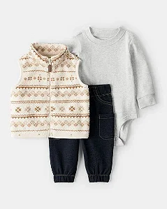 Conjunto Carter's 3 Peças Colete Sherpa Ilha Fair