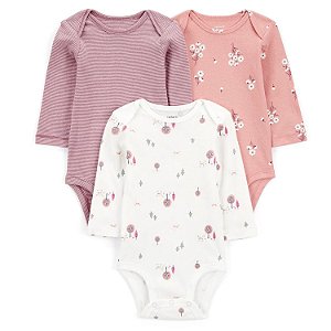 Kit Body Carter's Longo 3 Peças Rosa Flores
