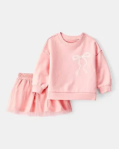 Conjunto Carter's 2 Peças Rosa Laços Saia com Tulle
