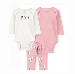 Conjunto Carter's 3 Peças Rosa Pinguins