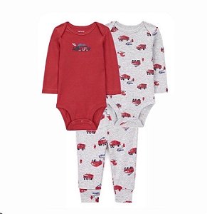 Conjunto Carter's 3 Peças Mescla Carro Bombeiro