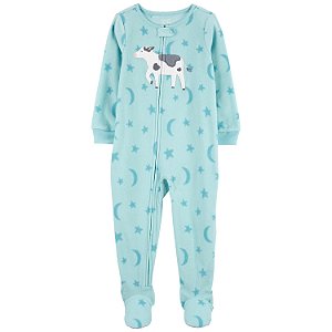 Macacão Carter's Fleece Azul Turquesa Vaquinha