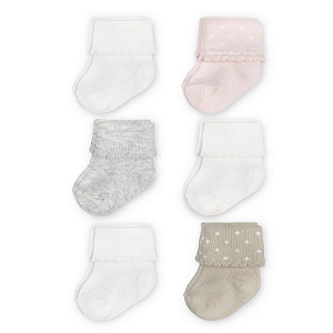 Kit Meia Carter's 6 Pares Feminino Punho Dobrado Rosa