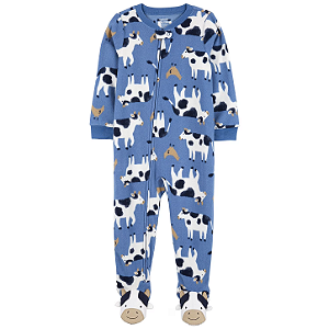 Macacão Carter's Fleece Azul Vaca Malhada