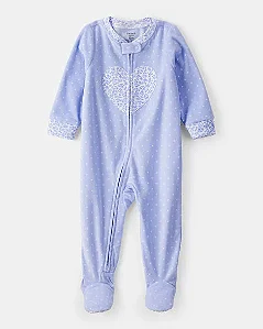 Macacão Carter's Fleece Lilás Poa Coração