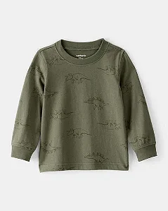 Camiseta Carter's Manga Longa Verde Dino
