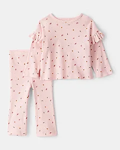 Conjunto Carter's 2 Peças Rosa Folhas