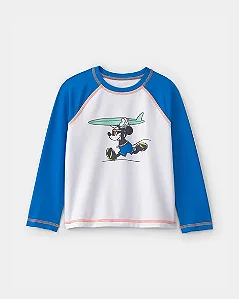 Camiseta Proteção UV Carter's Manga Longa Branca Mickey