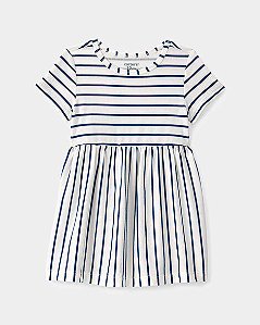 Vestido Carter's Malha Off-White Listras Azul