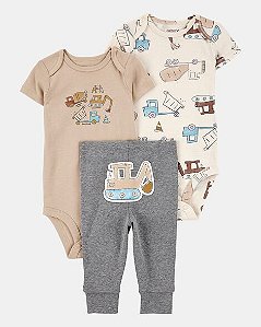 Conjunto Carter's 3 Peças Bege Escavadeira