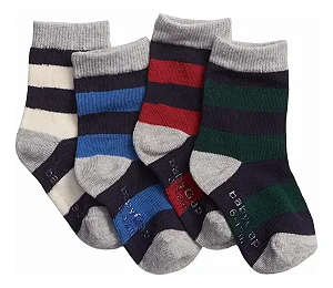 Kit de Meias Baby Gap 4 Pares Listras Multicor