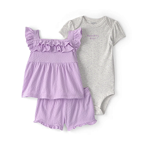 Conjunto Carter's 3 Peças Lilás Body Mommy's Mini