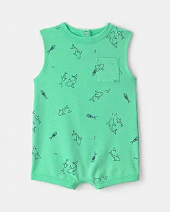 Romper Carter's Malha Verde Tubarão