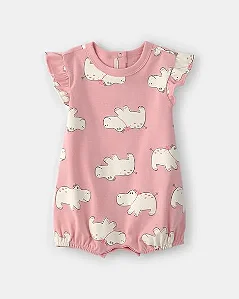 Romper Carter's Malha Rosa Hipopótamo