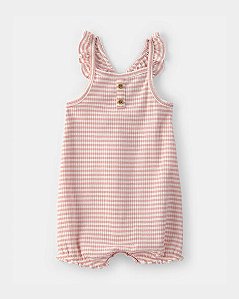 Romper Carter's Malha Canelada Rosa Listras