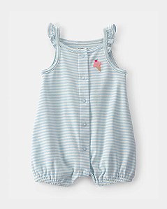 Romper Carter's Malha Azul Listras Sorvetinho