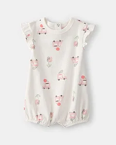 Romper Carter's Malha Branco Caminhão de Sorvete